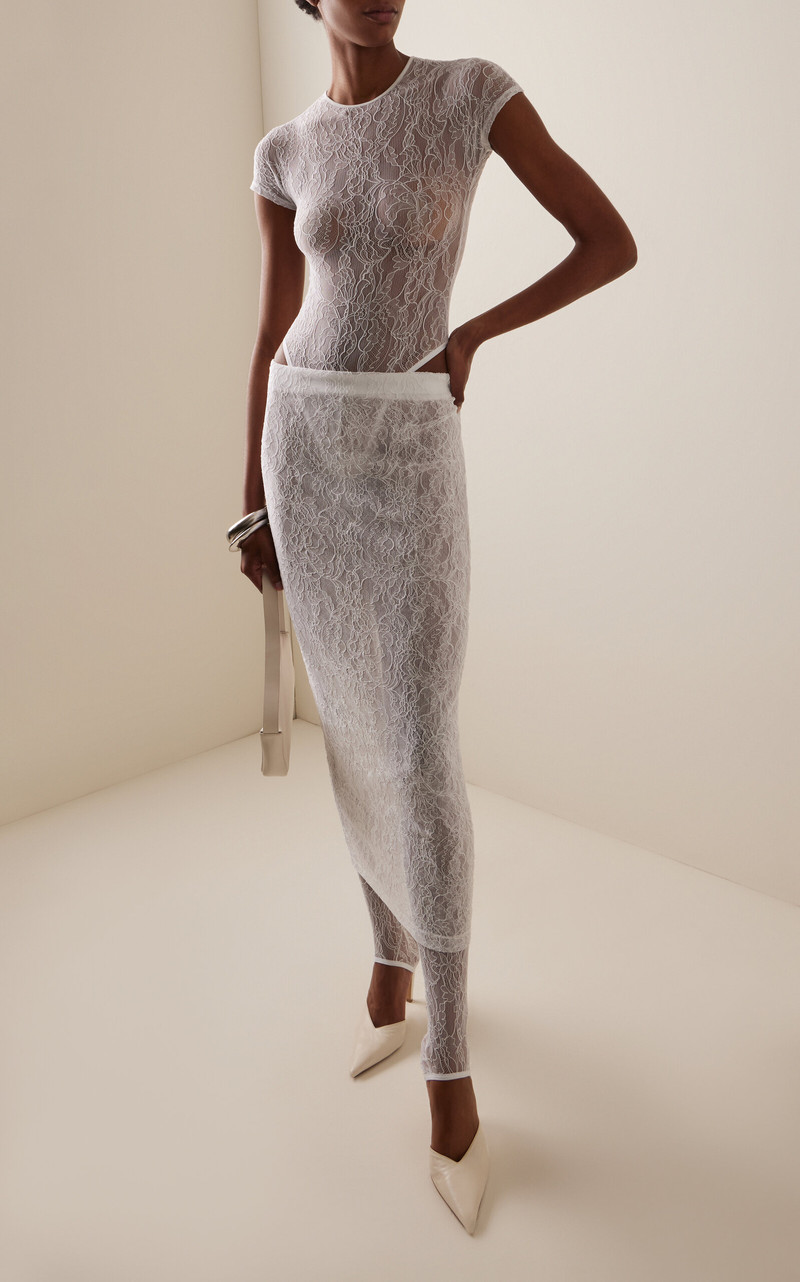 WARDROBE.NYC Lace Stirrup Legging white outlook