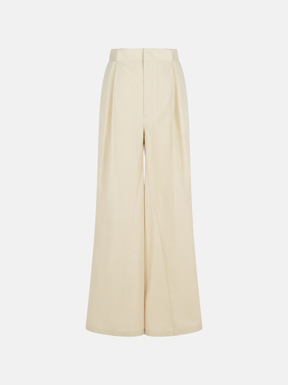 'OVER' IVORY COTTON BLEND PANTS - 1