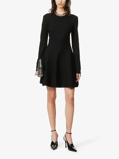 Givenchy Monogram-pattern long-sleeved knitted midi dress outlook