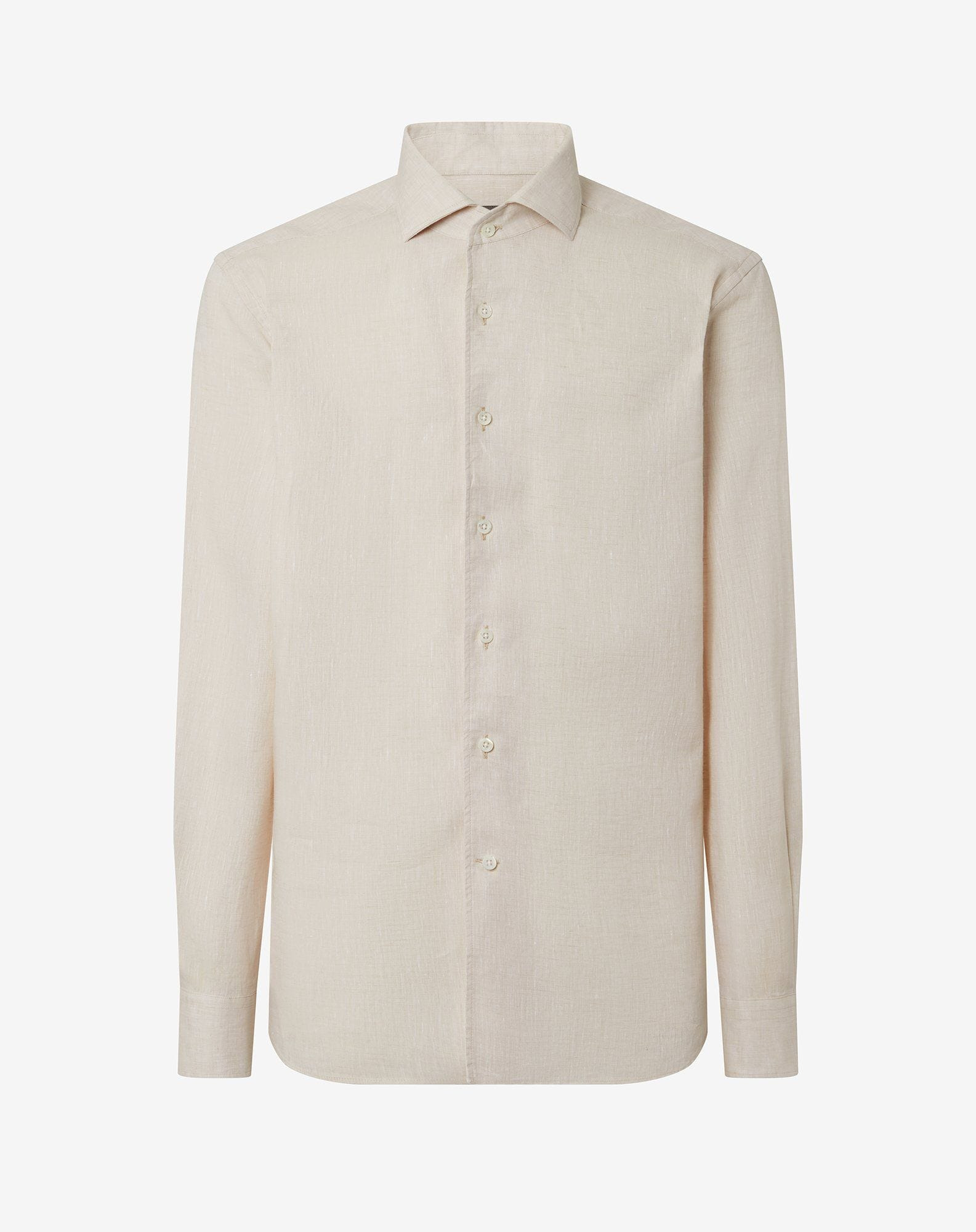 Beige pure linen shirt - 1