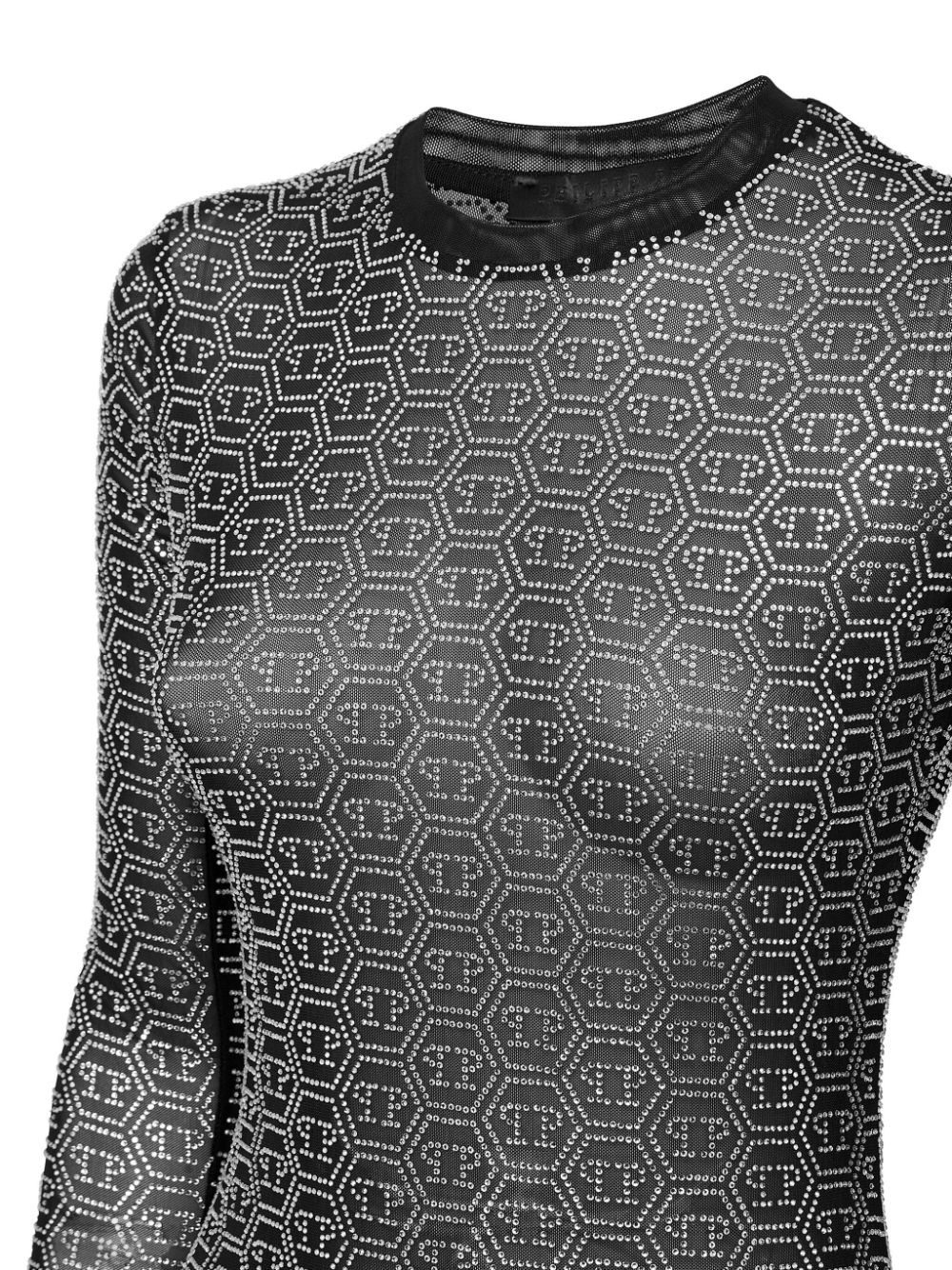 crystal-embellished mesh dress - 2