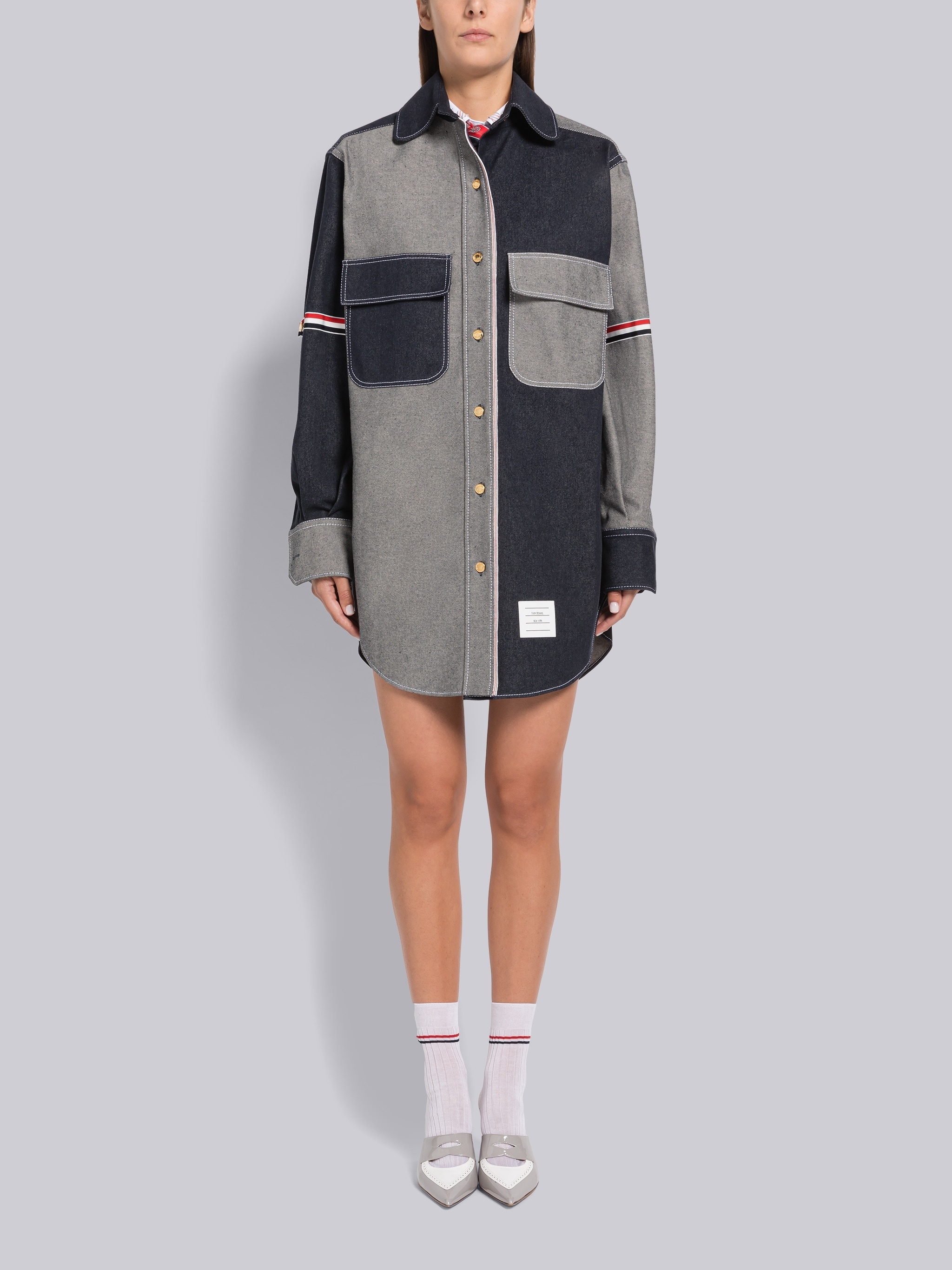 Selvedge Denim Armband Supersized Mini Shirtdress - 1