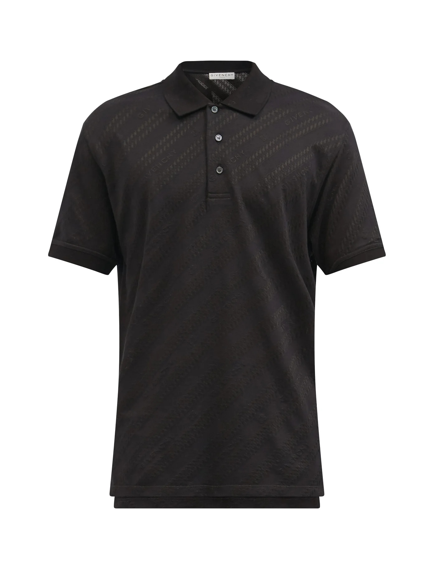 Chain-jacquard cotton-blend polo shirt - 1