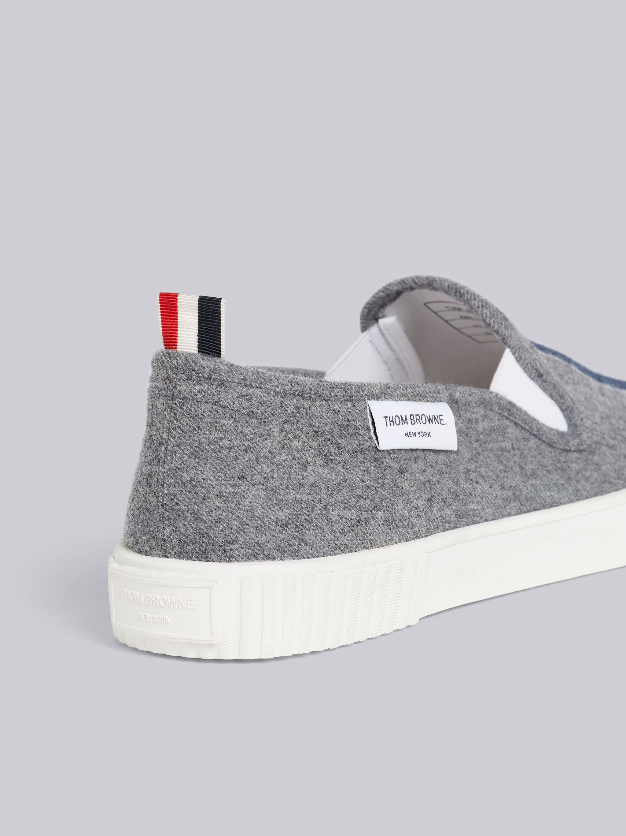 Medium Grey Lightweight Boiled Wool Engineered Stripe Waterproof Pu Sole Slip-On Heritage Trainer - 2