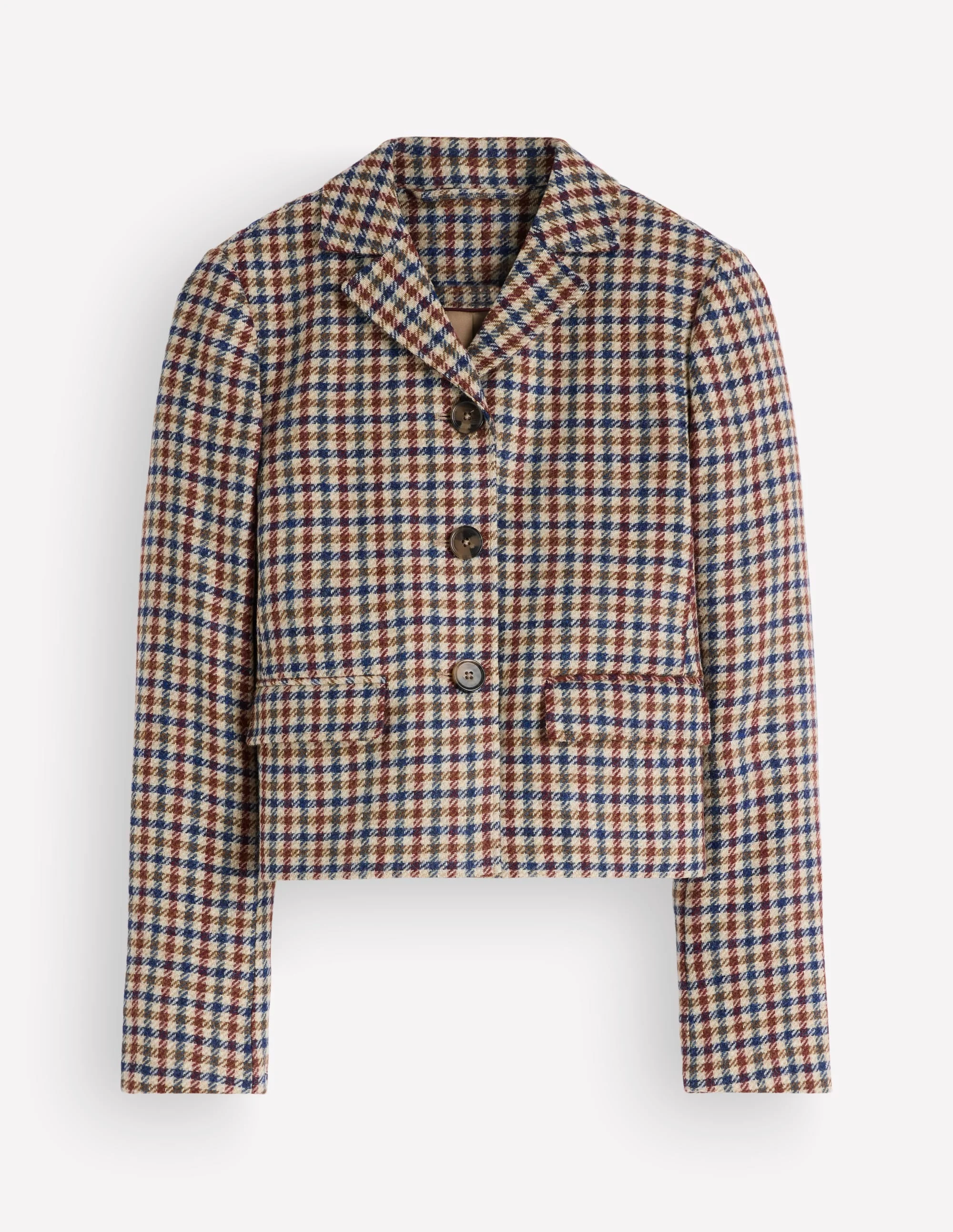 Dartmouth Wool Blend Blazer-Ivory, Blue and Maroon Check - 1