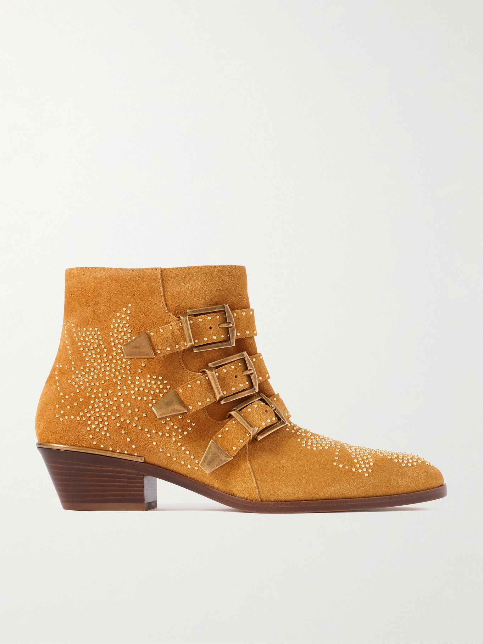 Susan buckled studded suede ankle boots Camel - 1