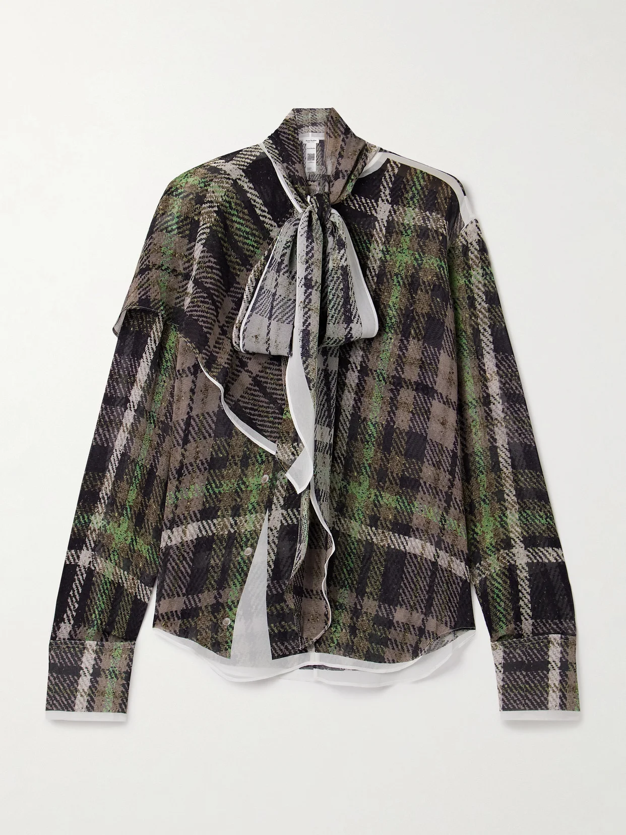 Tie-detailed Draped Printed Silk Crepe De Chine Blouse - 1