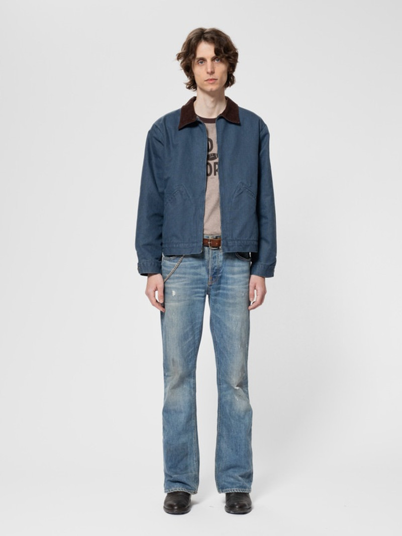 Nudie Jeans Blake Zip Jacket Canvas Blue outlook