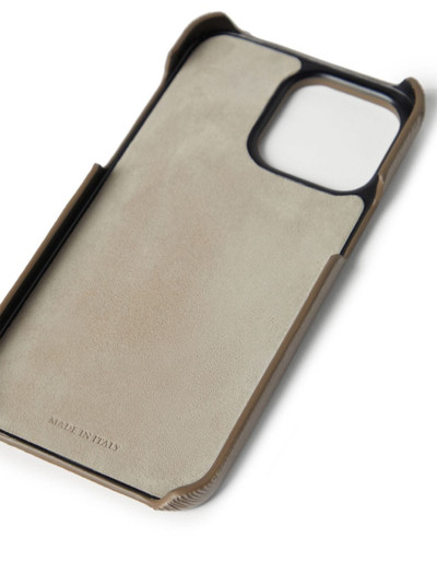 Brunello Cucinelli logo-stamp leather phone case outlook