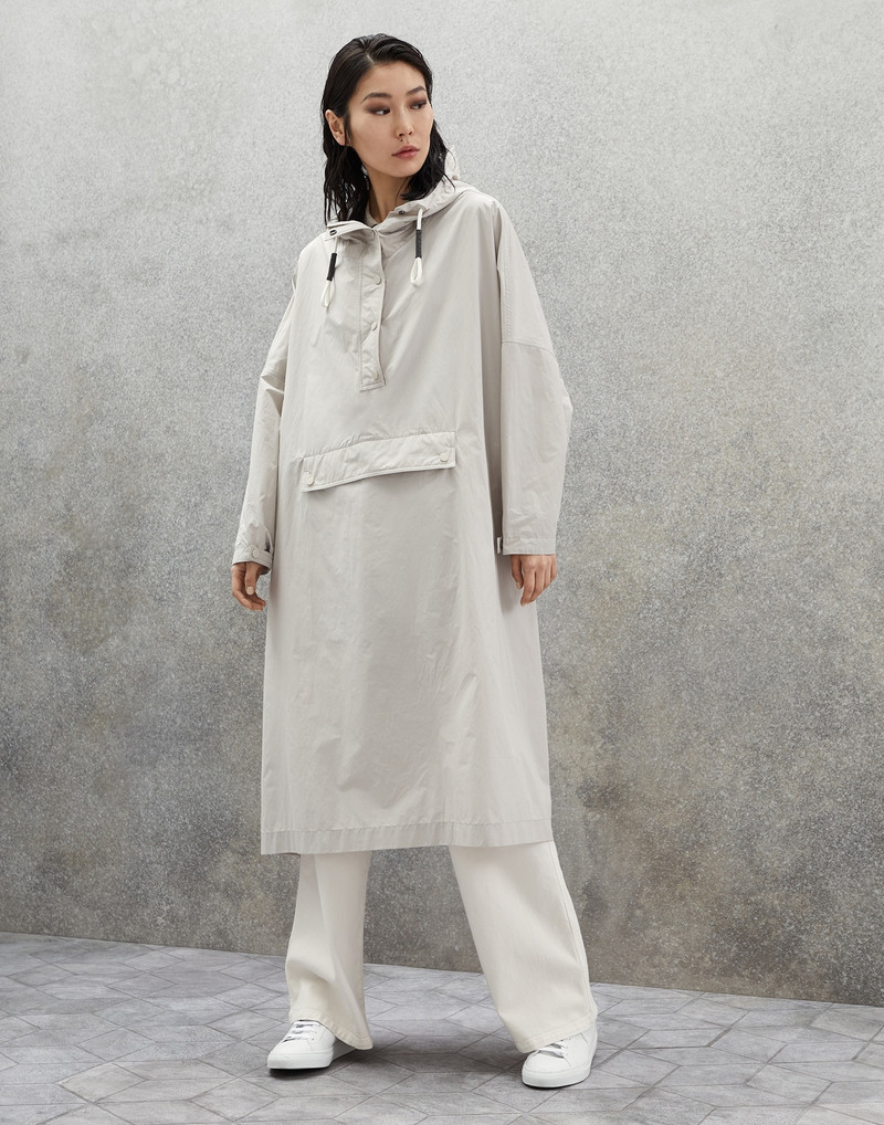 Water-resistant taffeta hooded outerwear jacket with shiny details 1