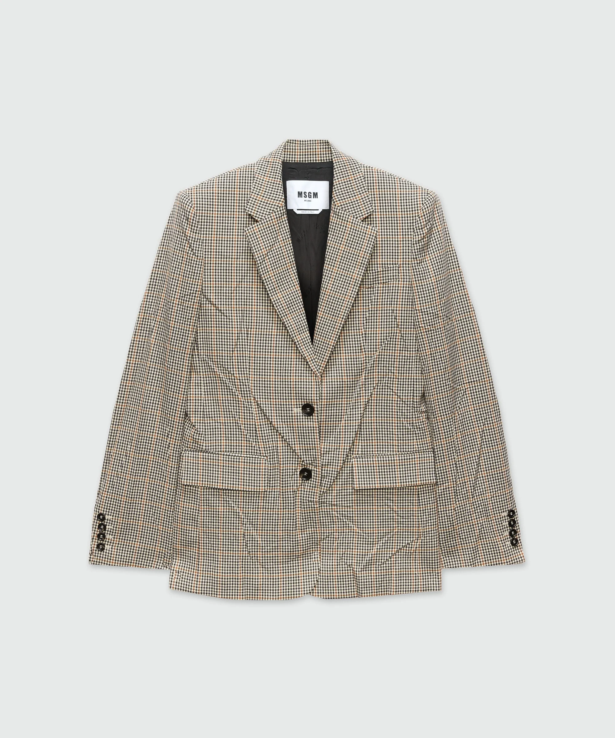 Ivory jacket in micro check with a wrinkled effect - 1