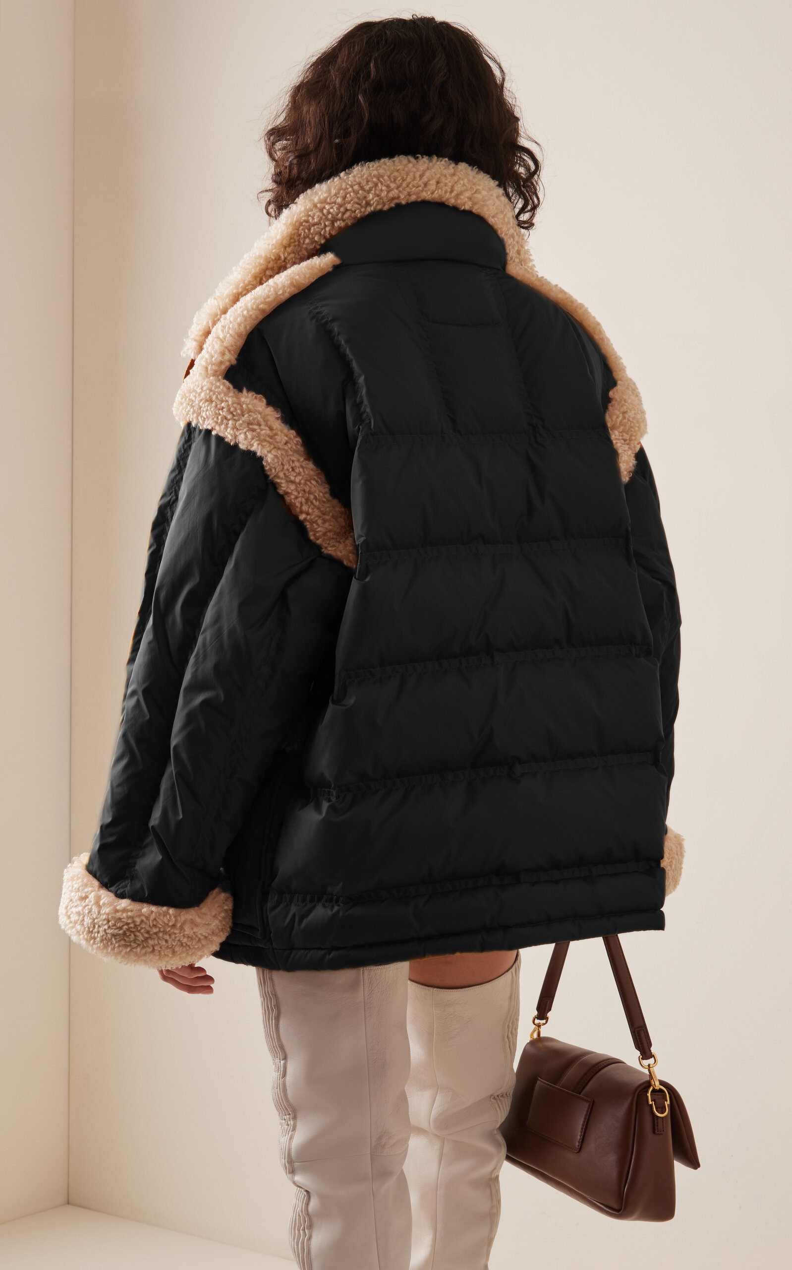 Dorothy Sherpa-Trimmed Quilted Down Coat black - 4