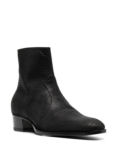 SAINT LAURENT Wyatt lizard-effect ankle boots outlook