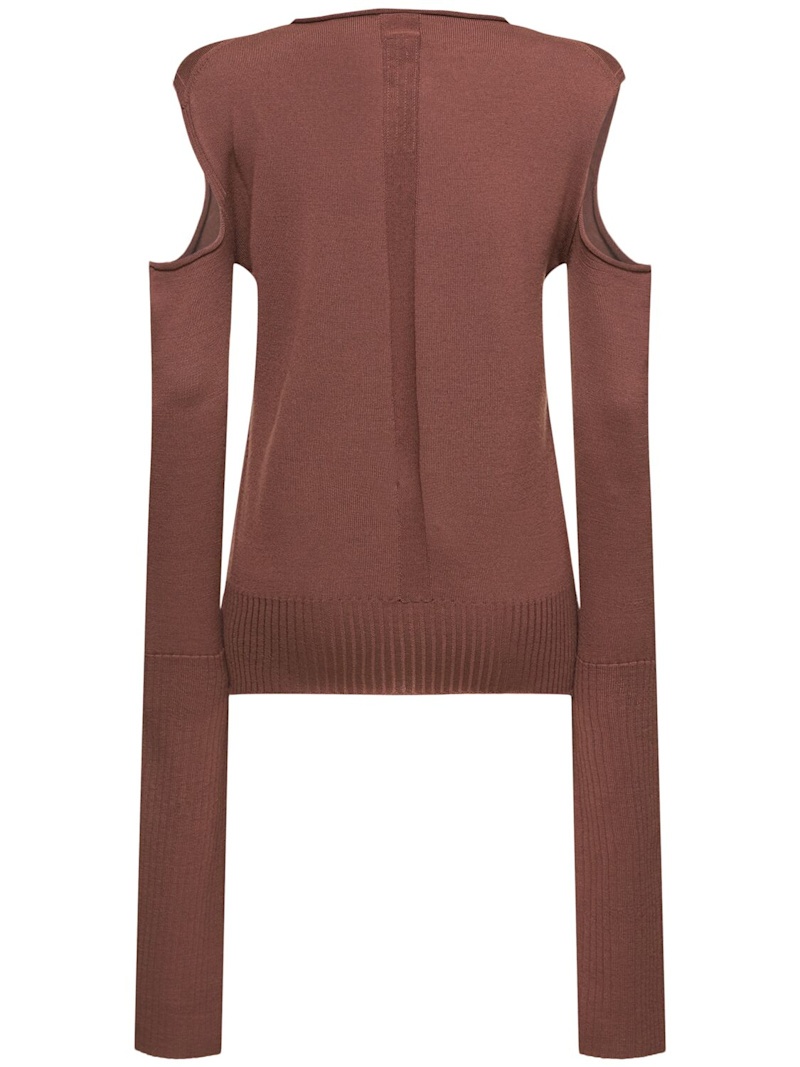 Long sleeve wool knit top w/cutouts - 3