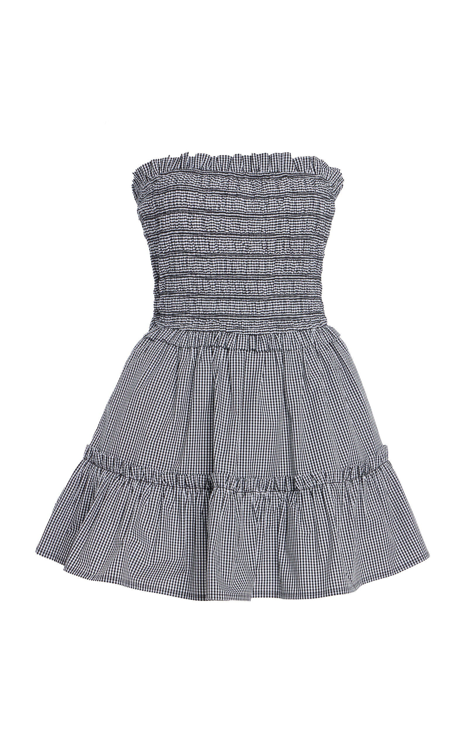 Neci Shirred Gingham Cotton Mini Dress plaid - 1