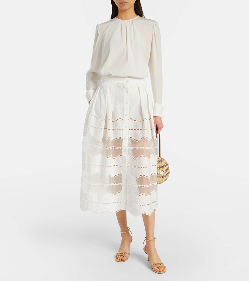 ELIE SAAB Organza-trimmed cotton midi skirt outlook