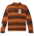 Oversized Appliquéd Striped Knitted Sweater - 6