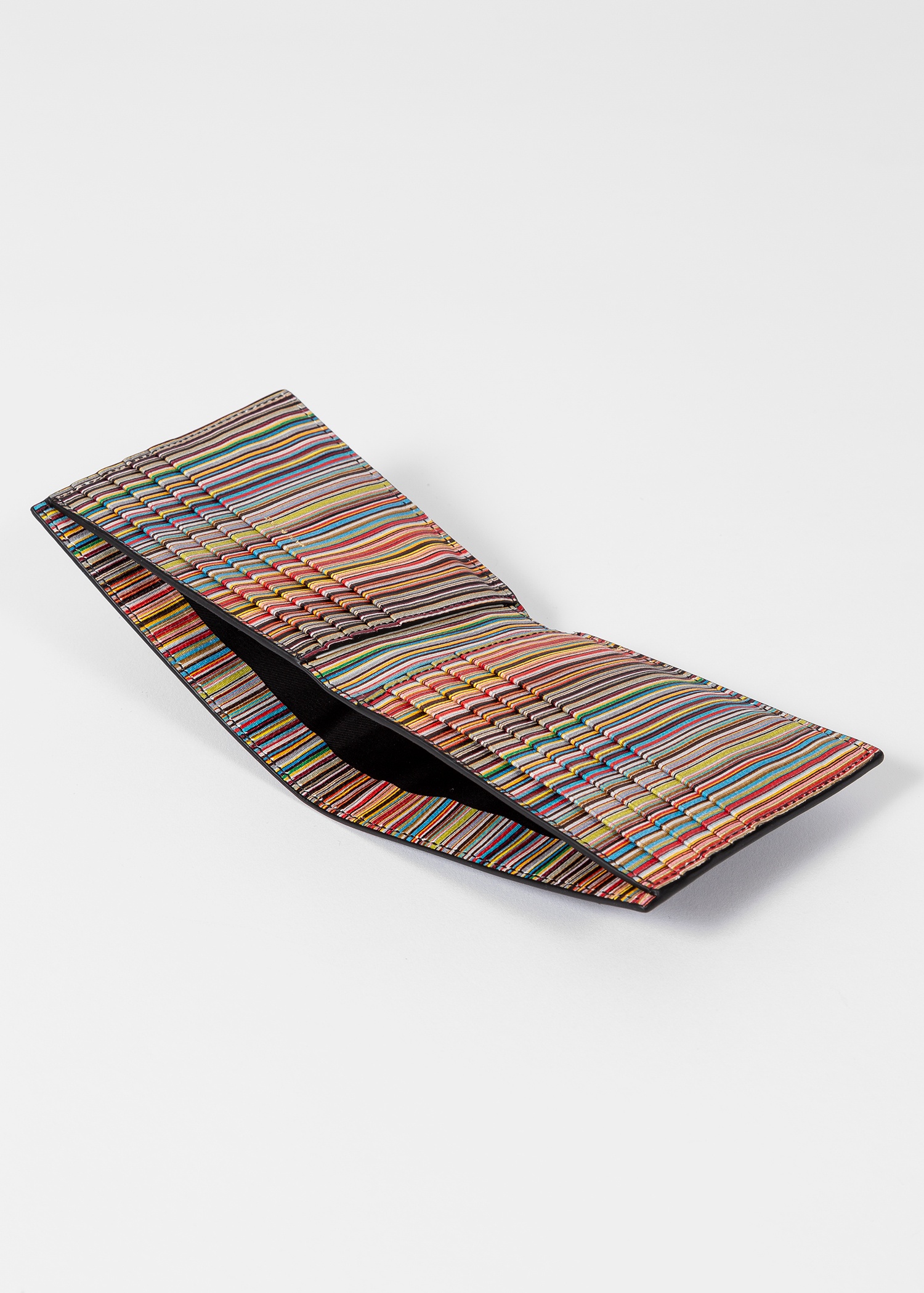 Black Leather 'Signature Stripe' Interior Billfold Wallet - 4