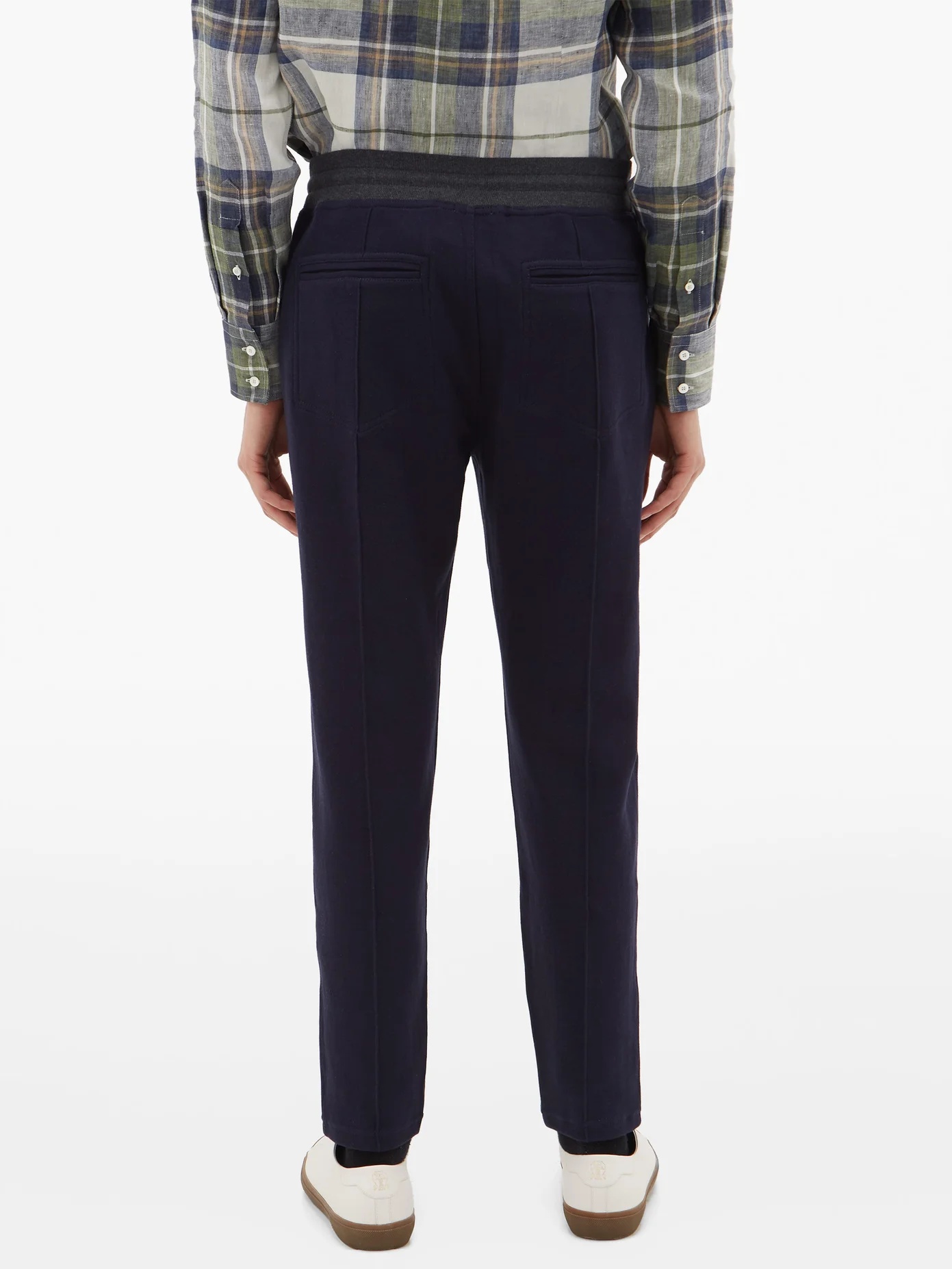 Pintucked cotton-blend track pants - 5