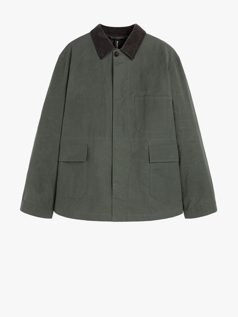 DRIZZLE GREEN WAXED COTTON CHORE JACKET 1