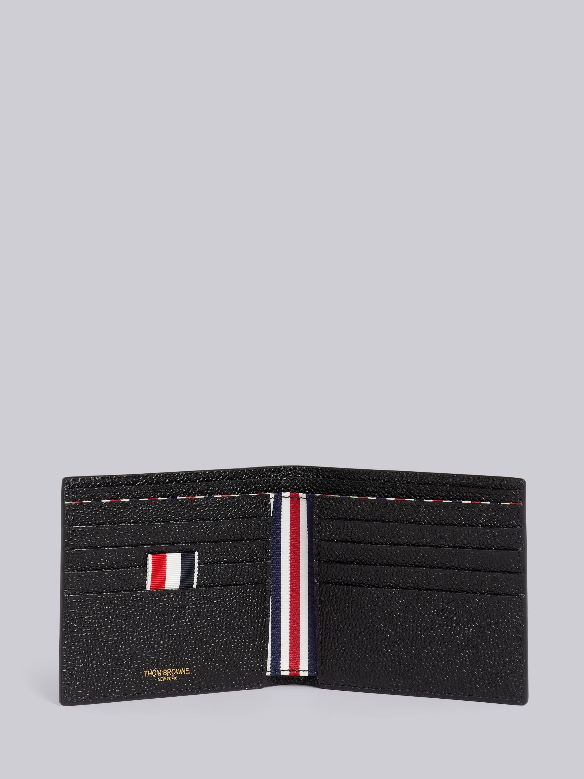 Black Pebble Grain Leather Debossed 4-Bar Billfold - 3