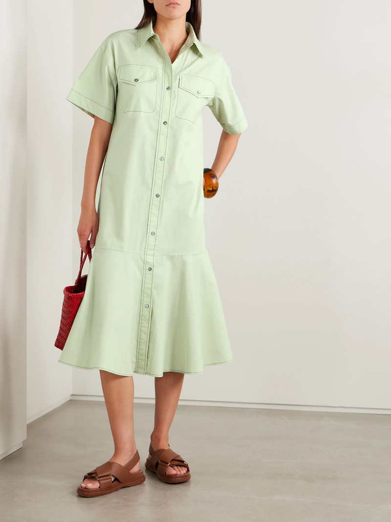 Sea Sullivan cotton-poplin midi shirt dress Light green outlook