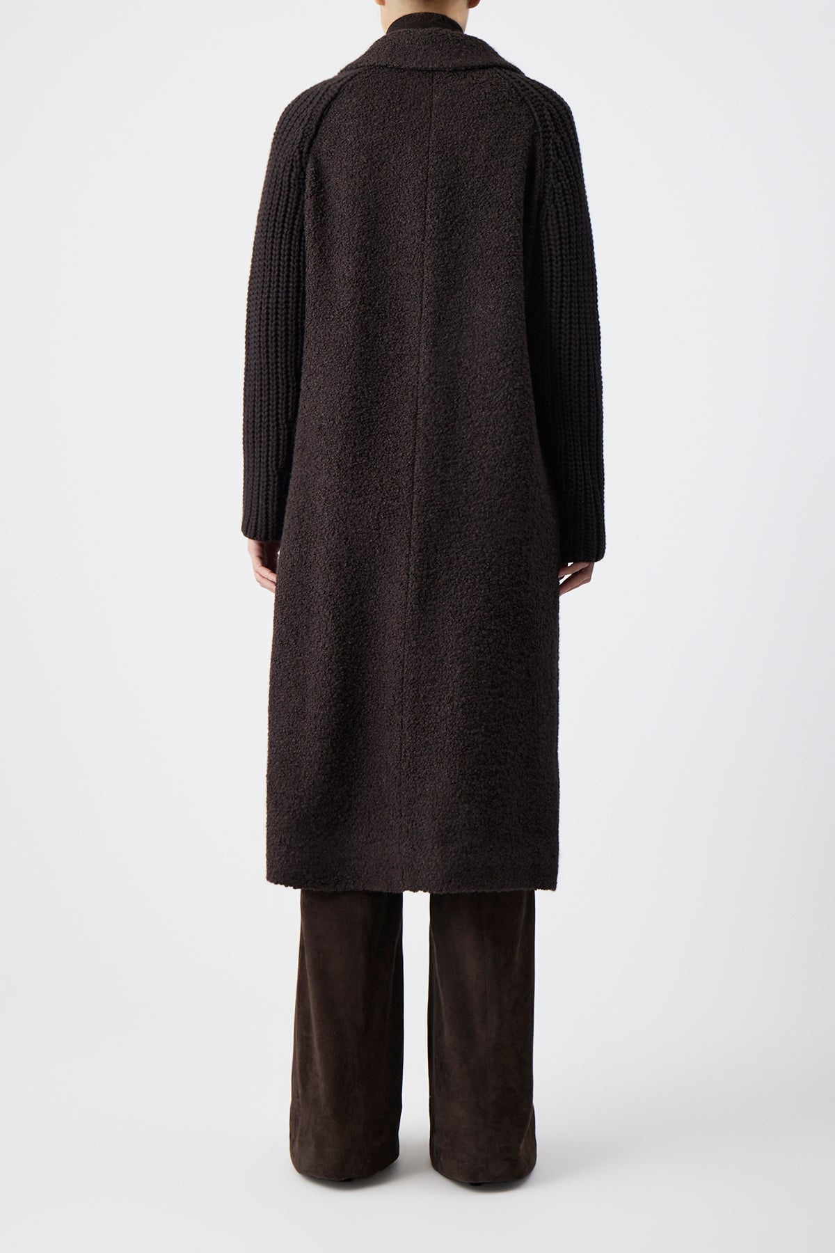 Charles Coat in Chocolate Recycled Cashmere Boucle - 4
