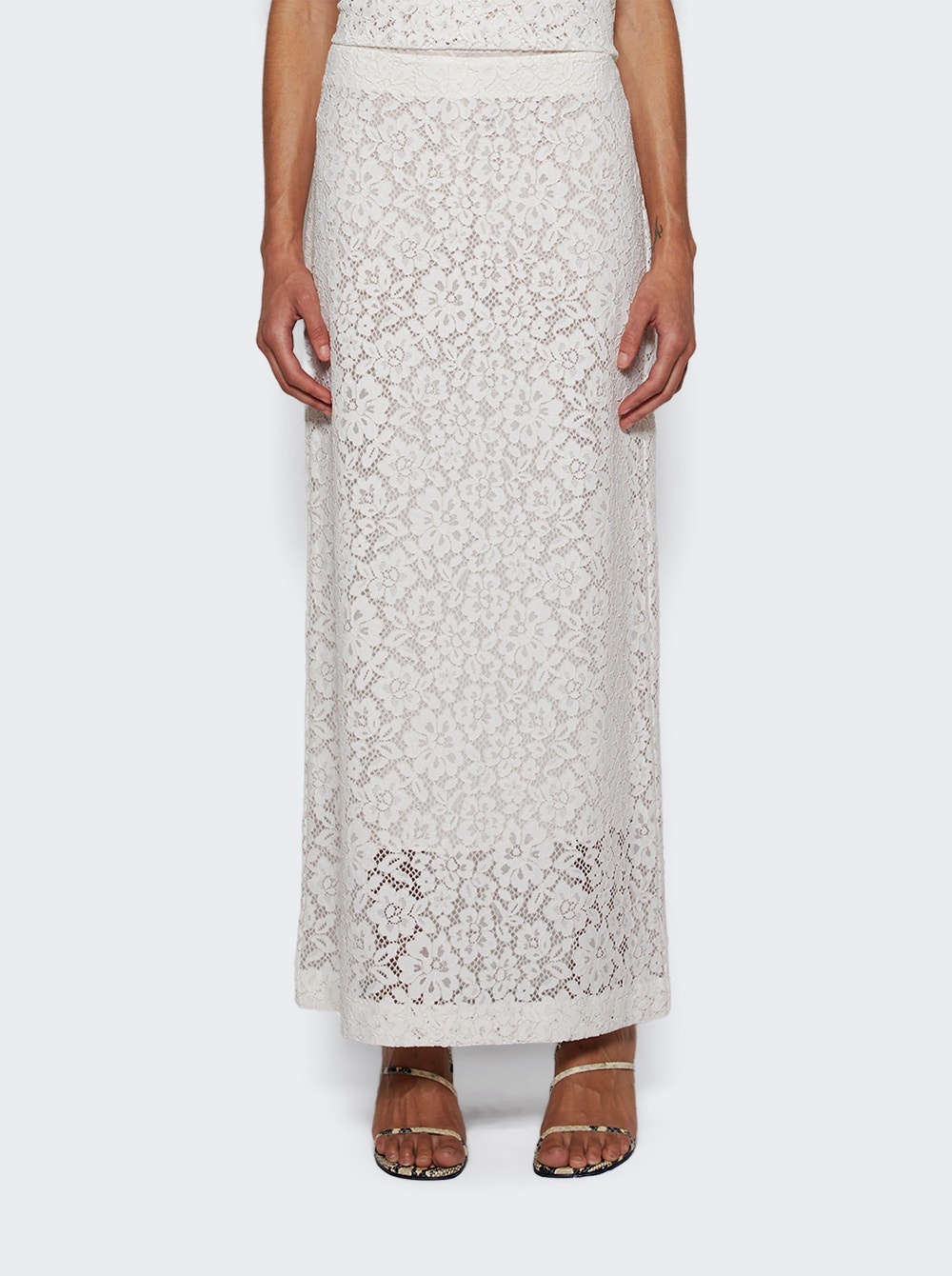 Jasmine Skirt In Stretch Lace Off White - 3