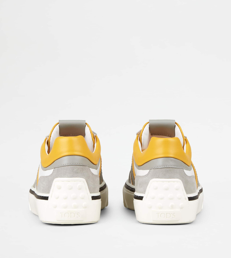 Tod's SNEAKERS IN LEATHER - GREY, WHITE, YELLOW outlook