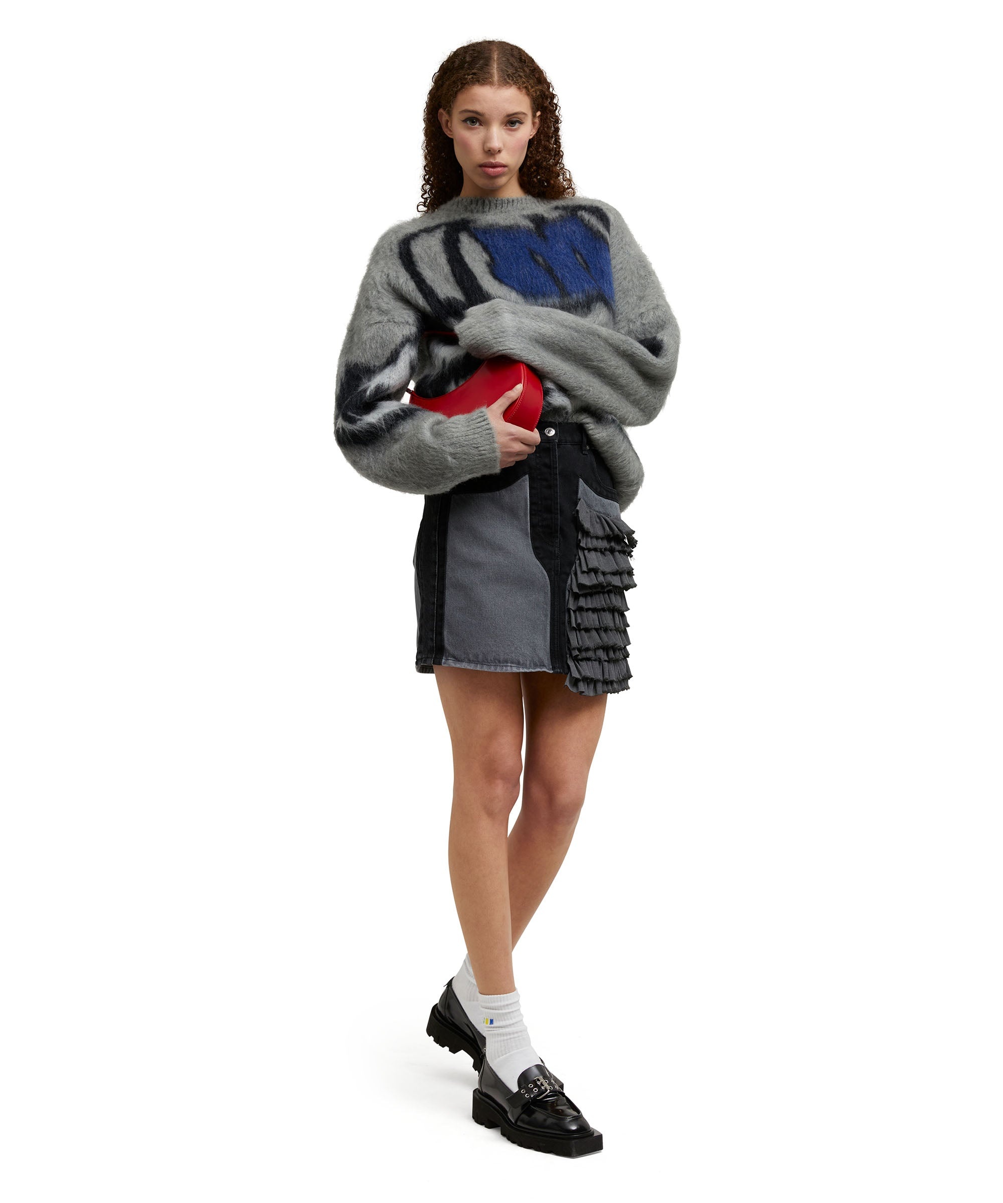 Mini skirt in "Black Denim with Stitches" - 5