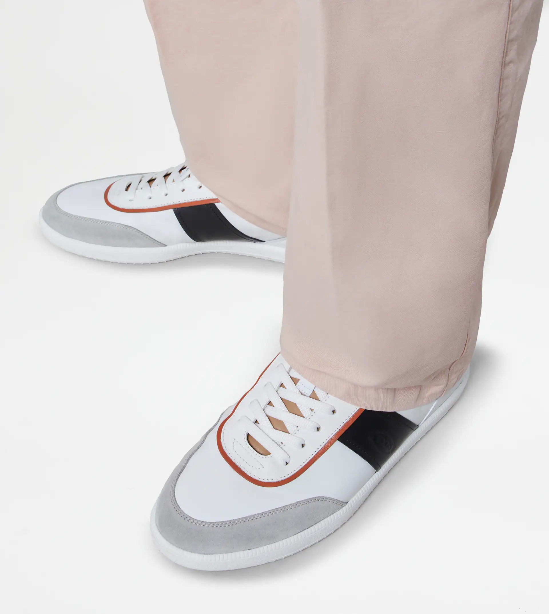 TOD'S TABS SNEAKERS IN LEATHER - WHITE, BLACK, ORANGE - 2