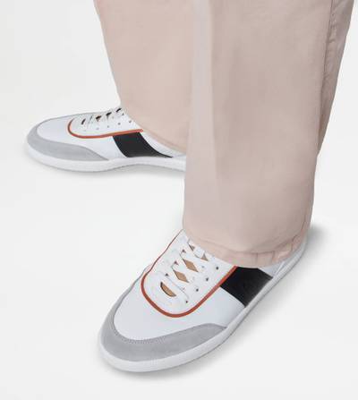 Tod's TOD'S TABS SNEAKERS IN LEATHER - WHITE, BLACK, ORANGE outlook