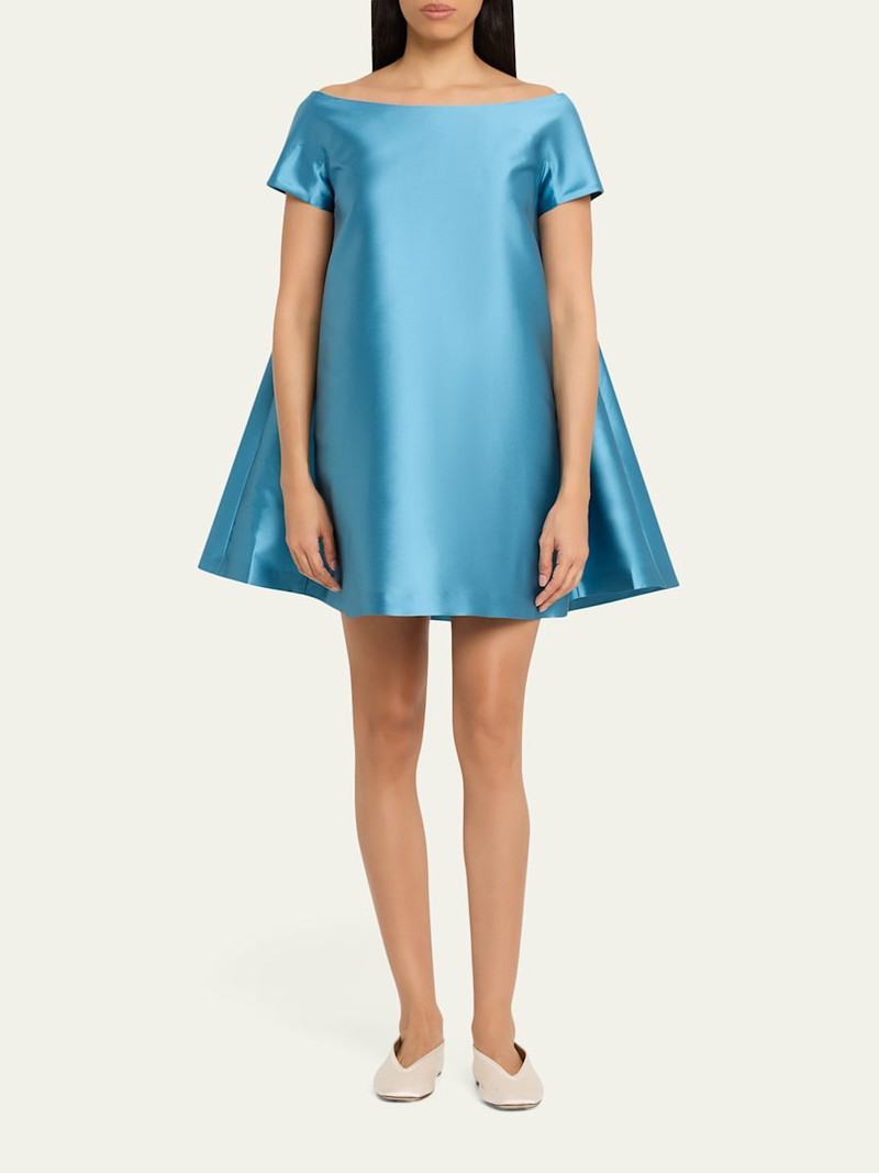 BERNADETTE Will Short-Sleeve Silk Taffeta Mini Dress outlook