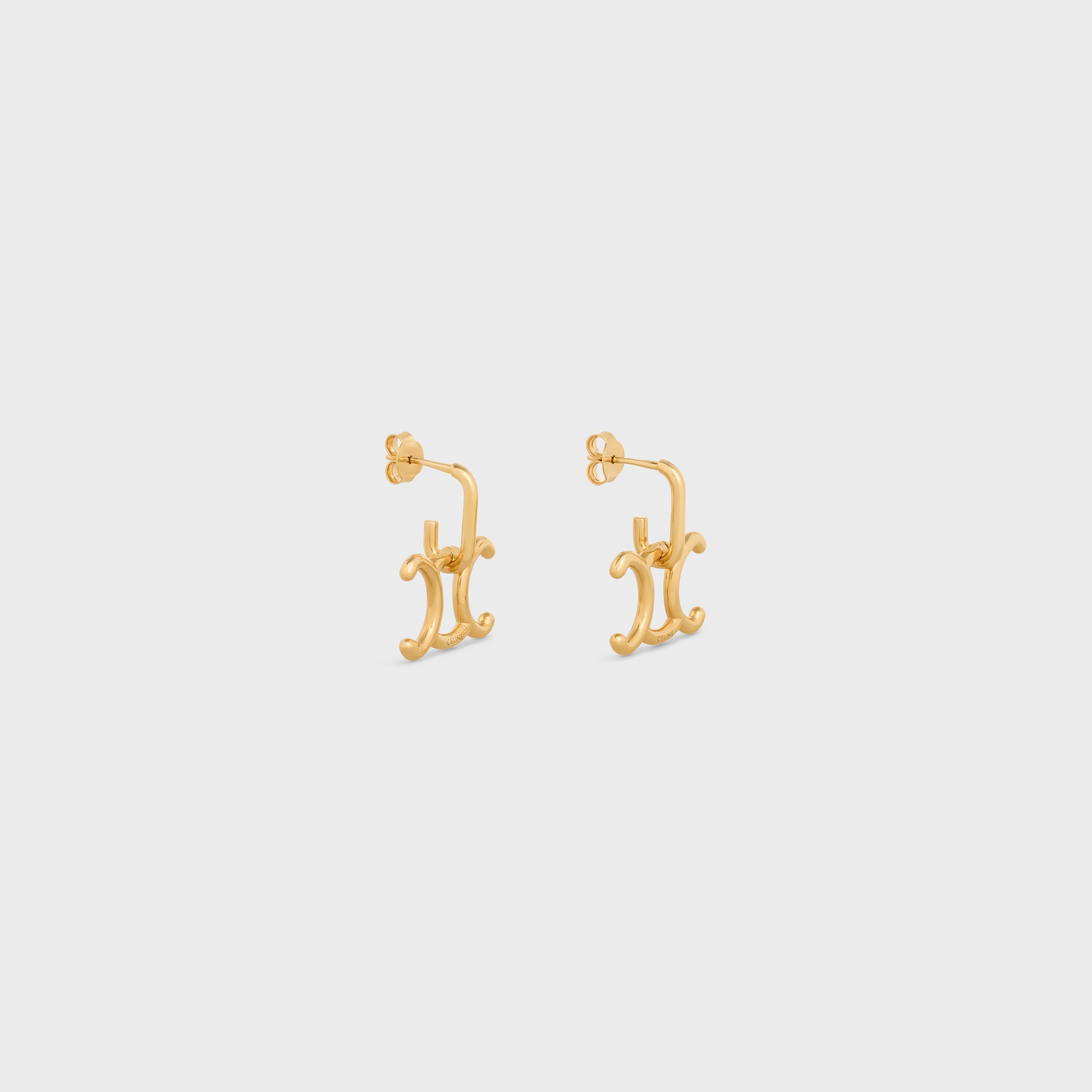 Triomphe Lock Earrings in Brass with Gold Finish - 2