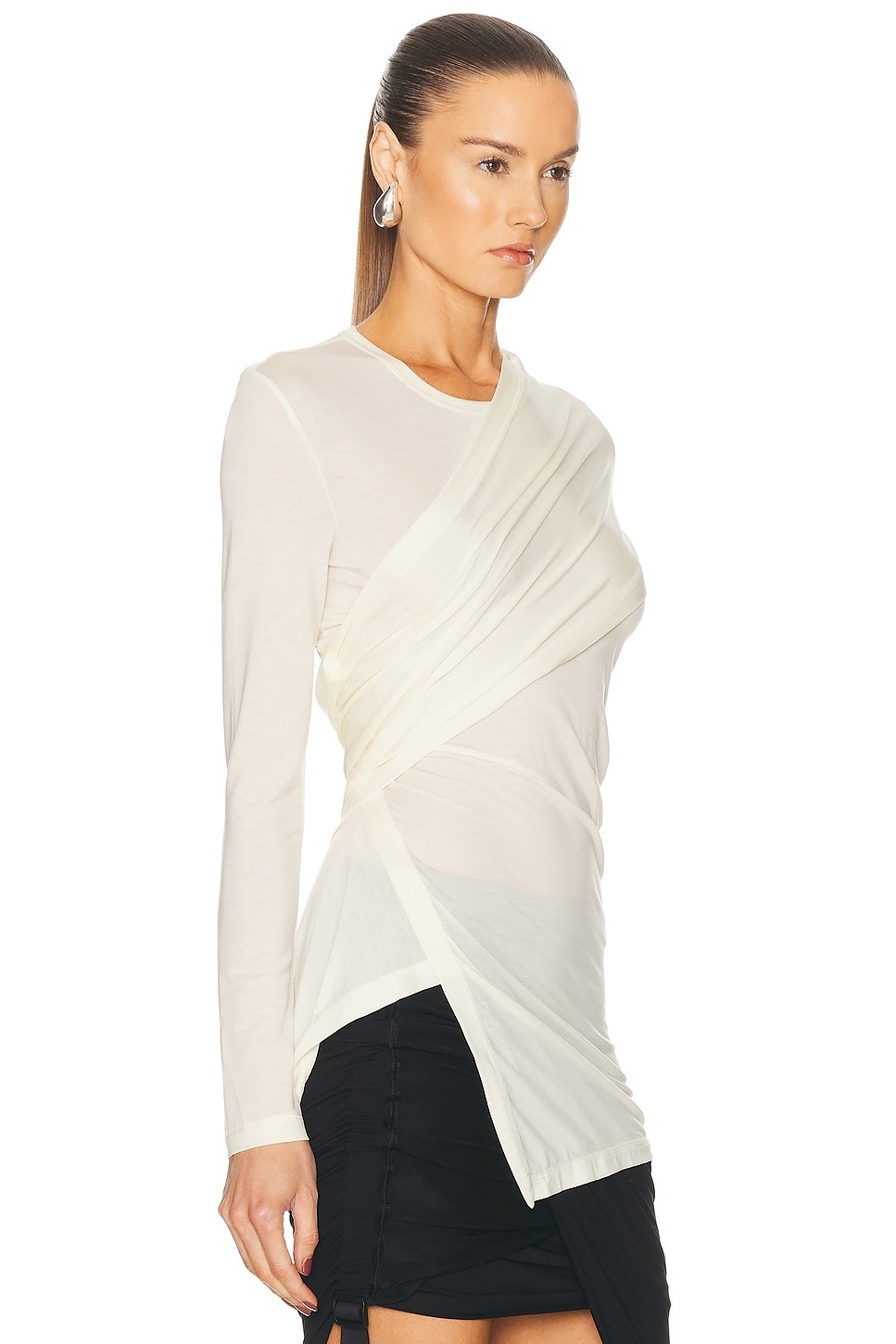 Draped Long Sleeve Top - 2