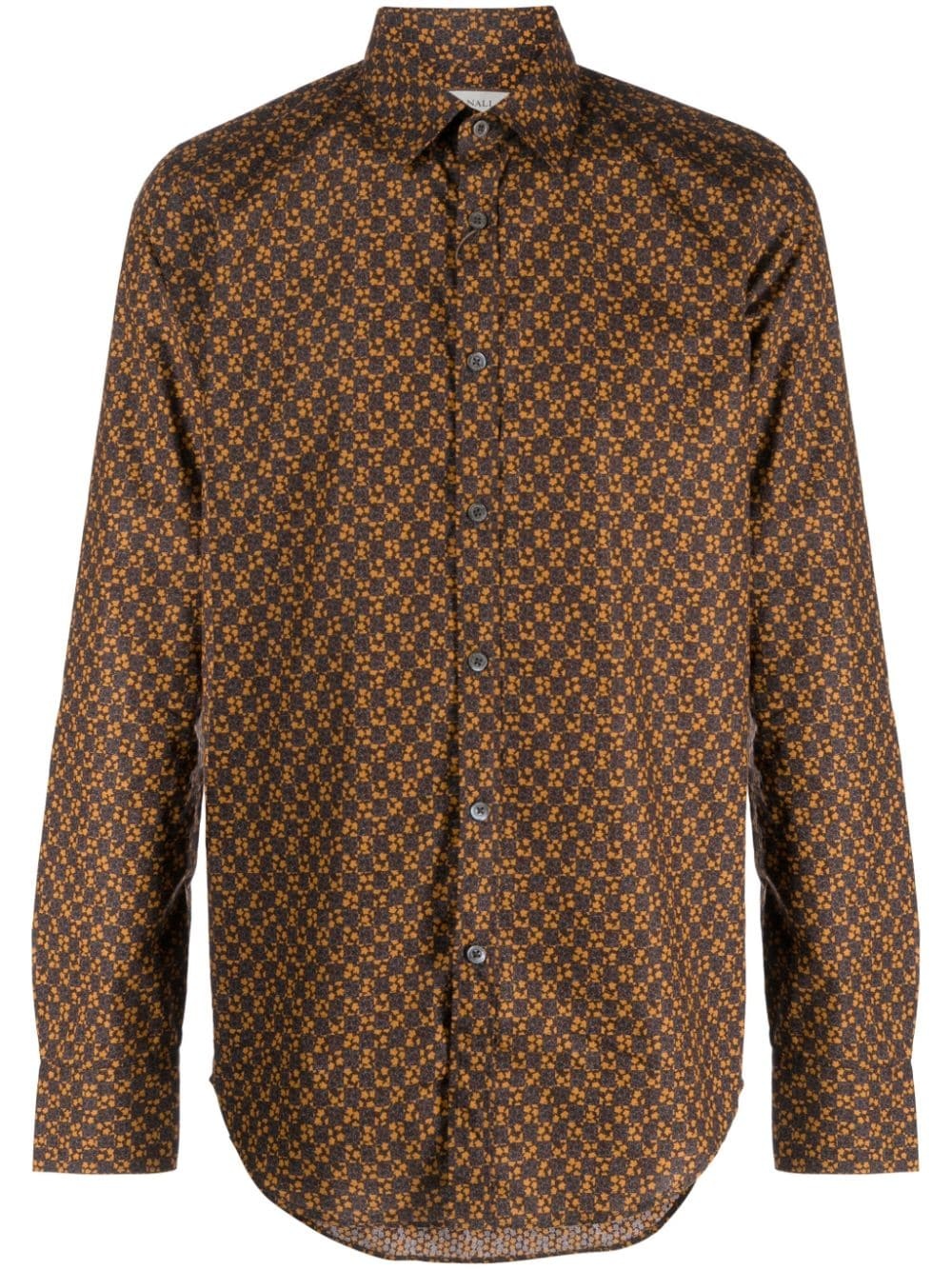 leaf-print cotton shirt - 1