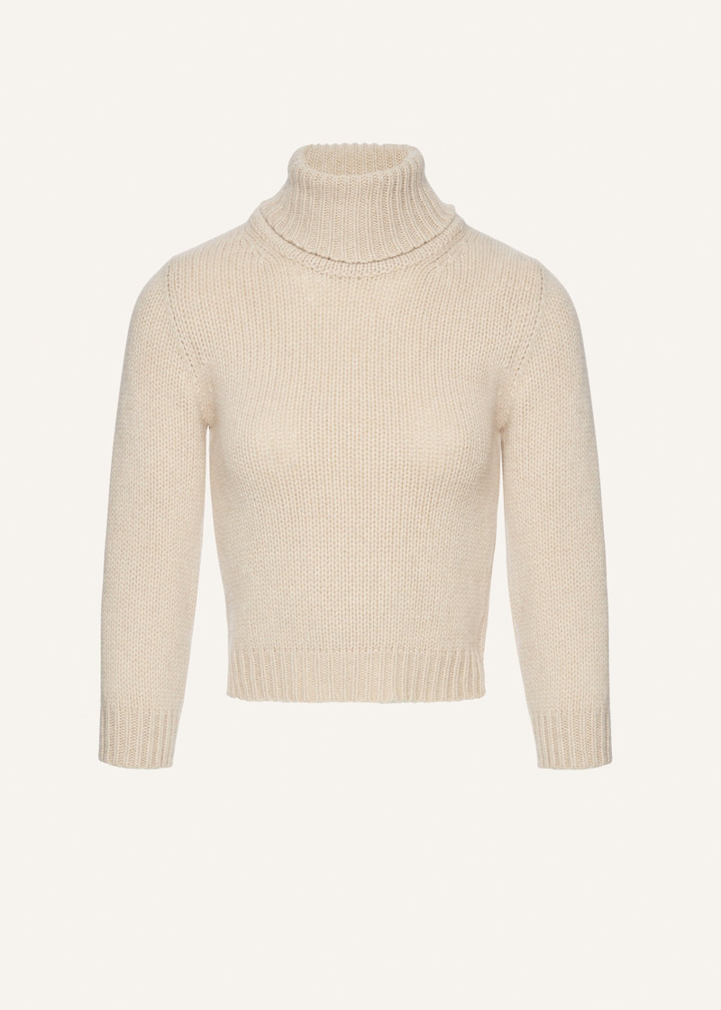 Cashmere turtleneck sweater in beige 1