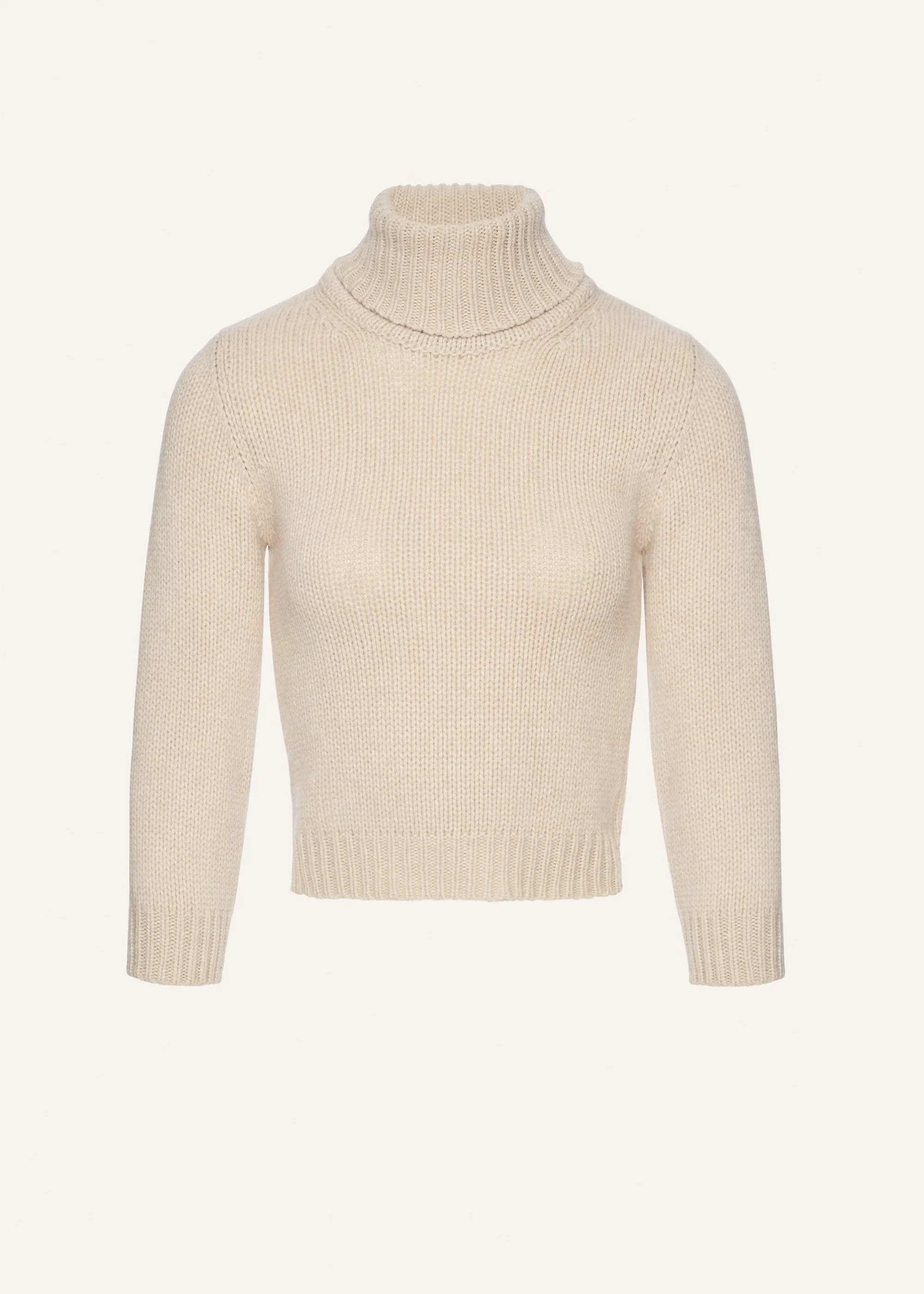 Cashmere turtleneck sweater in beige - 1