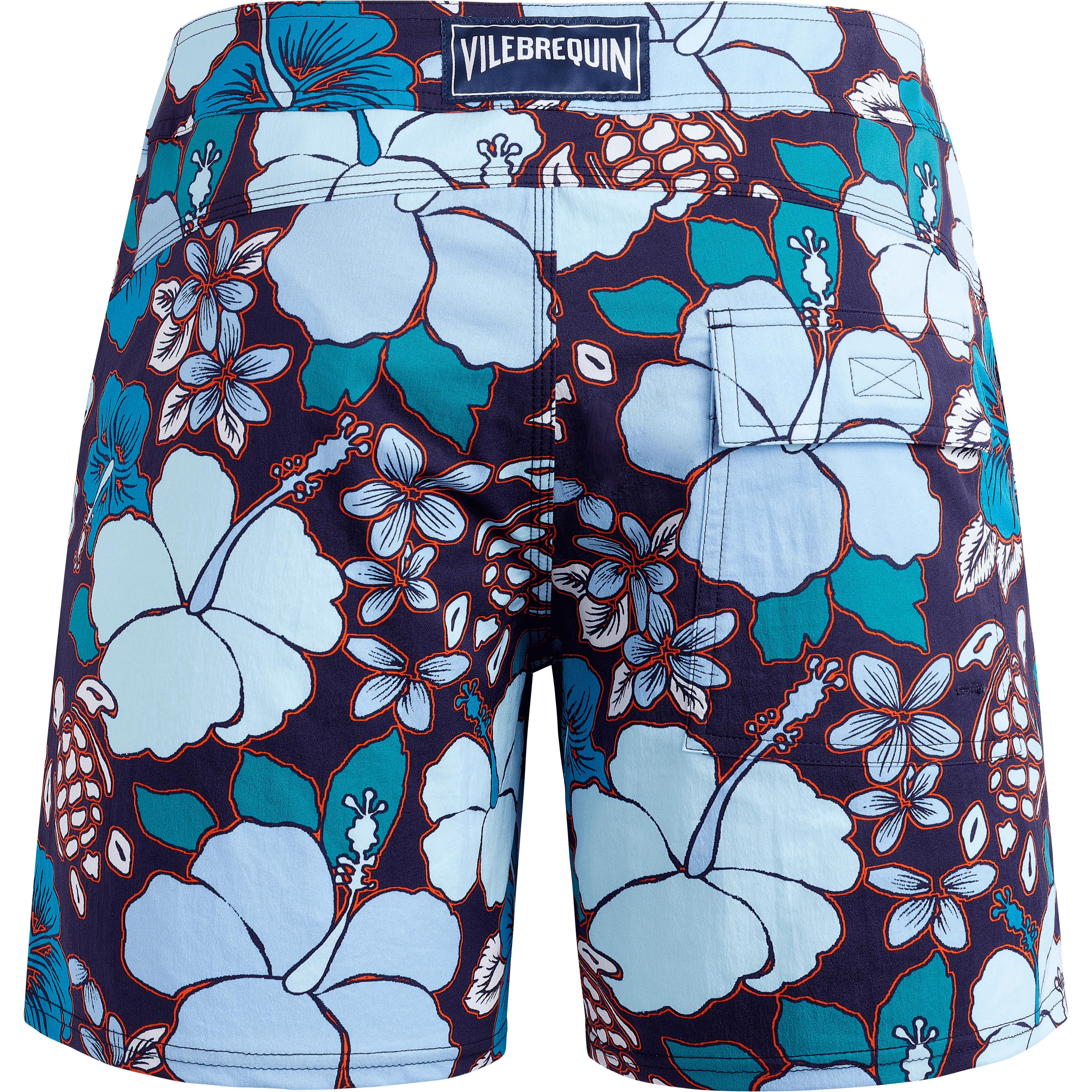 Men Stretch Flat Belt Swim Trunks Tropical Turtles - 2