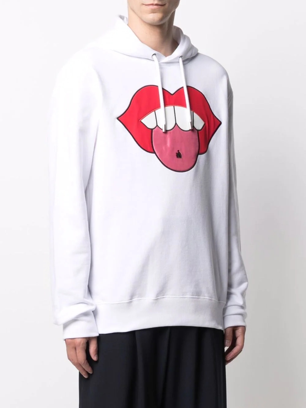 mouth patch drawstring hoodie - 3