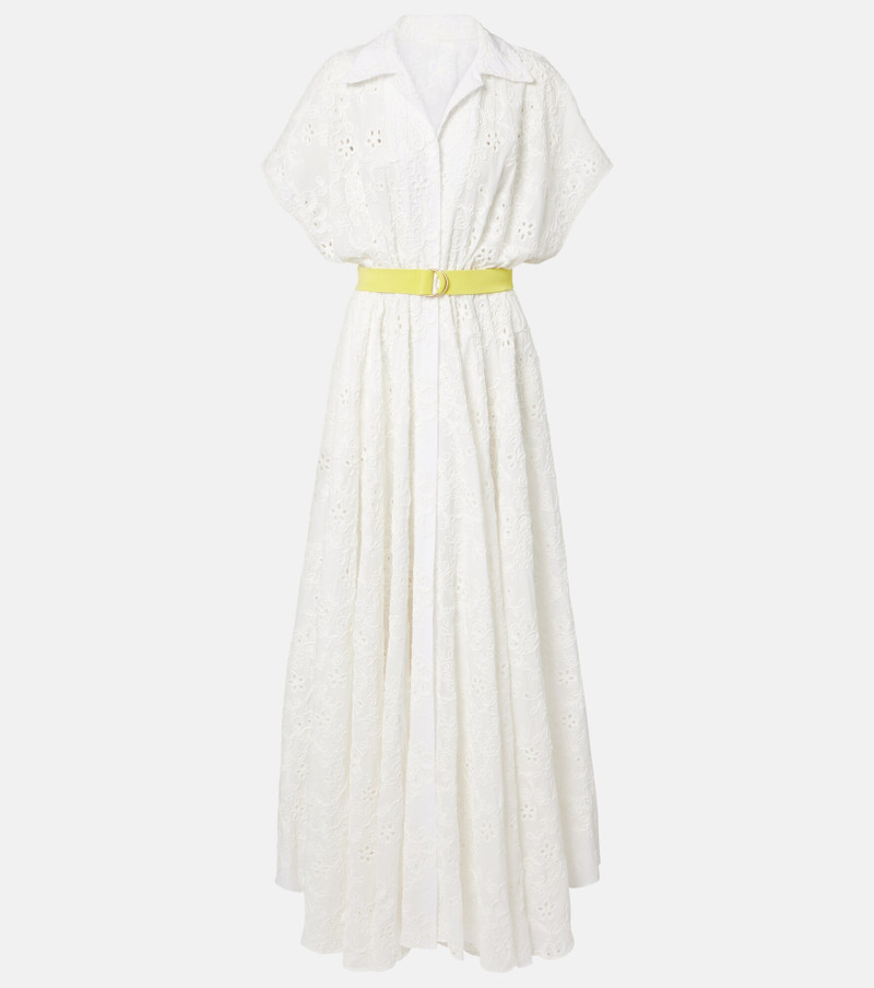 Belted broderie anglaise cotton shirt dress 1