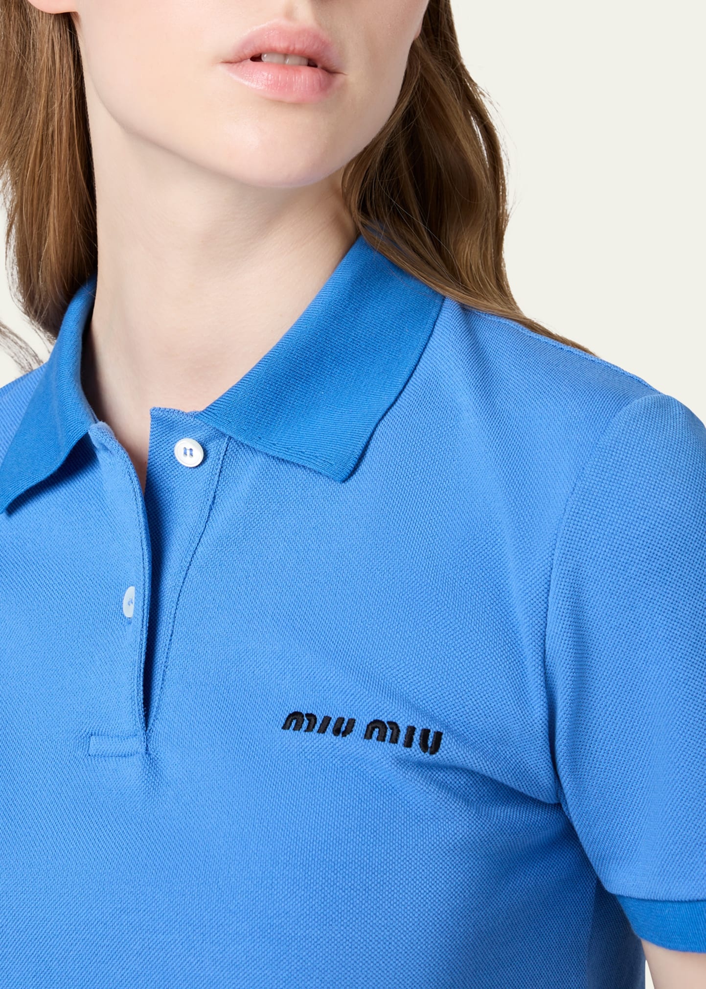 Cotton Pique Short-Sleeve Cropped Polo - 5