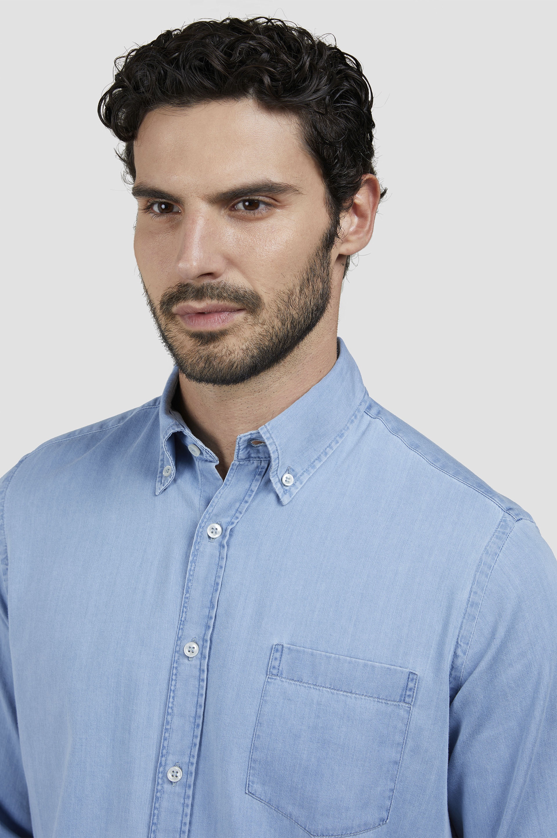 GIZA COTTON X-SOFT LIGHT DENIM SHIRT - 4