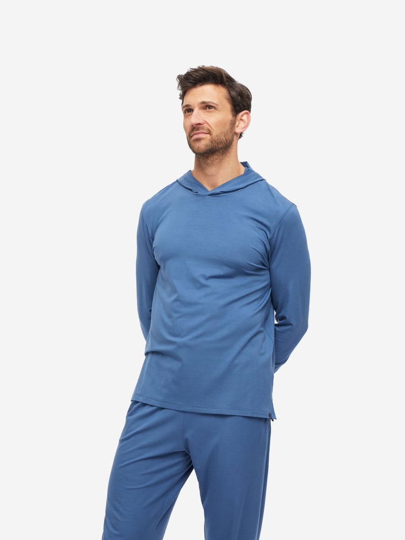 Men's Pullover Hoodie Basel Micro Modal Stretch Storm Blue - 2