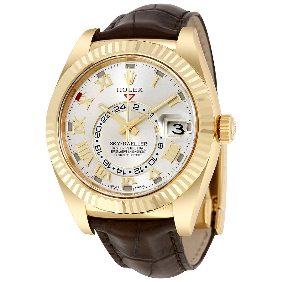 Pre-owned Rolex Sky Dweller GMT Automatic Silver Sunray Dial Men's Watch 326138 - 1