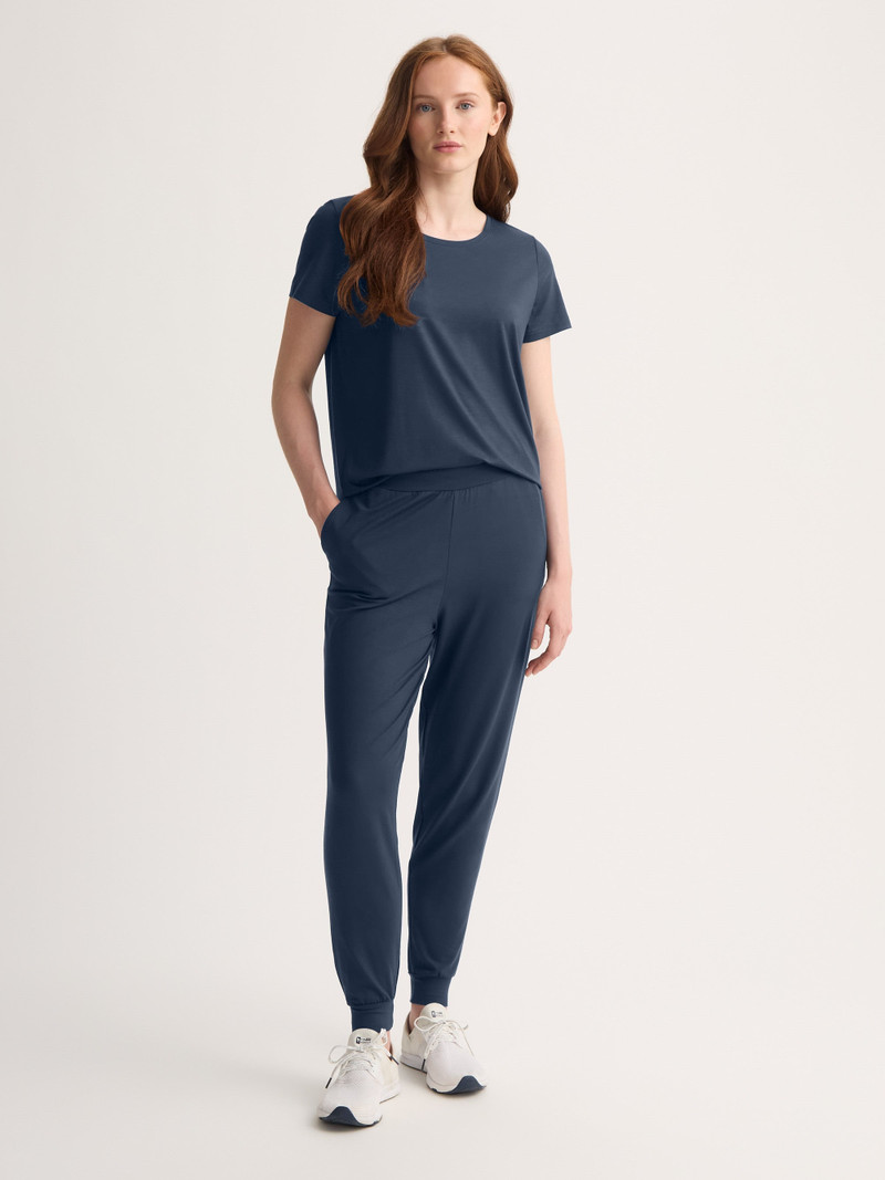 Derek Rose Women's Track Pants Basel Micro Modal Stretch Navy outlook