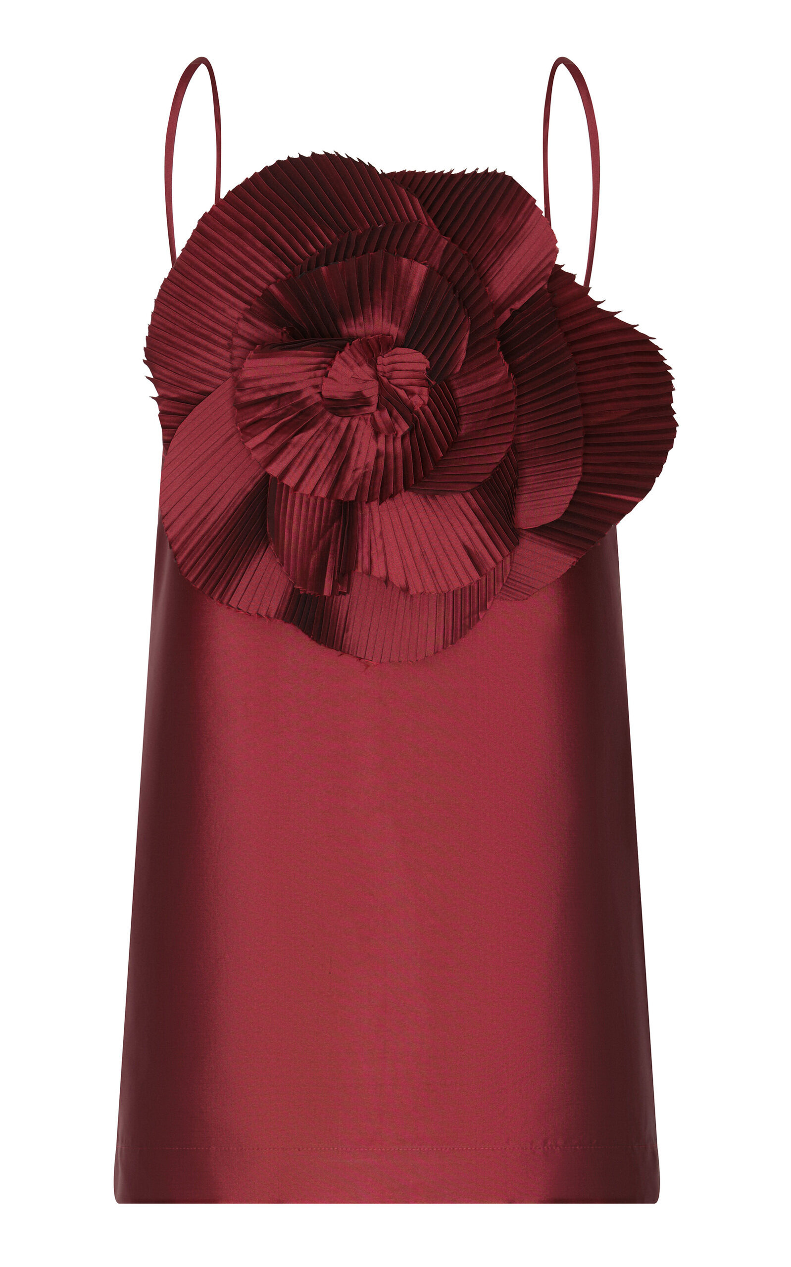 Noche De Ti Plissé-Embellished Taffeta Mini Dress burgundy - 1