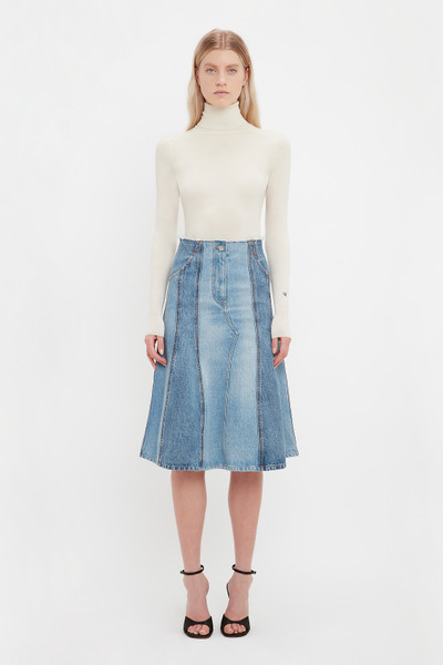 Victoria Beckham Deconstructed Denim Midi Skirt In Vintage Wash outlook