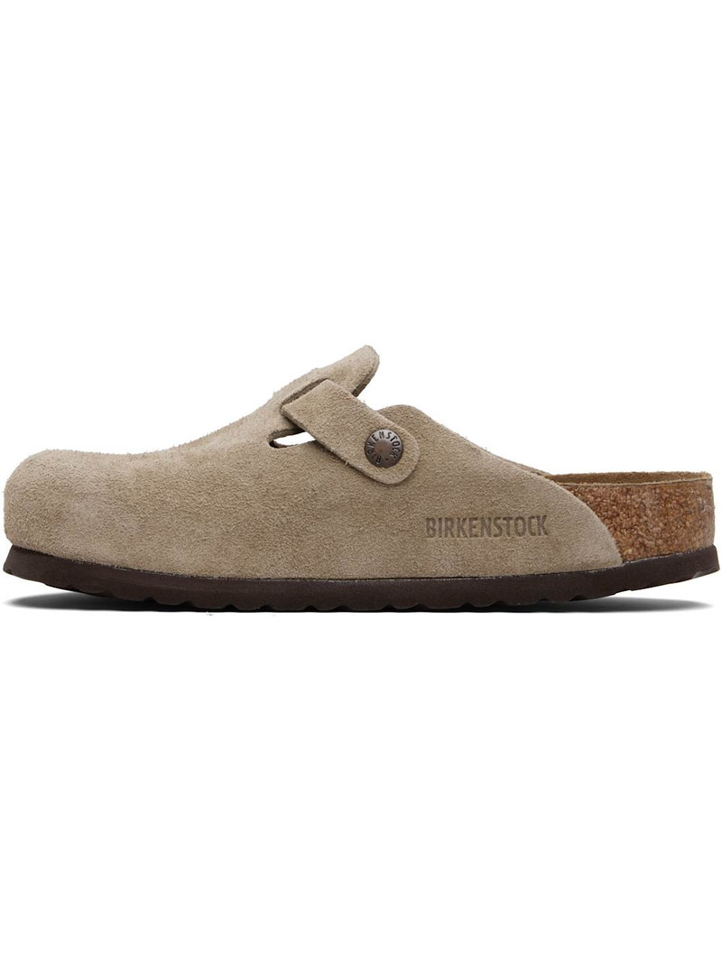 BIRKENSTOCK Taupe Regular Boston Soft Footbed Slip-on Loafers outlook