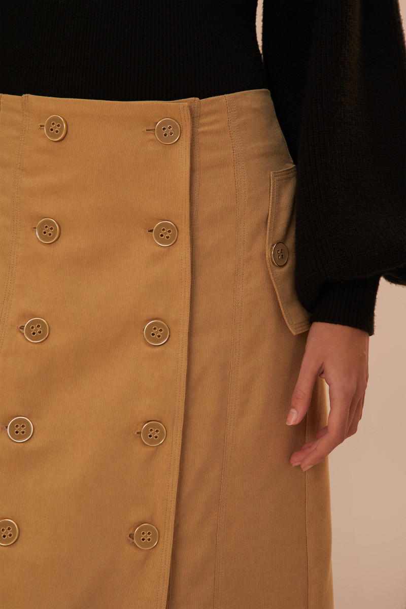 Brown Yoked Midi Skirt 3